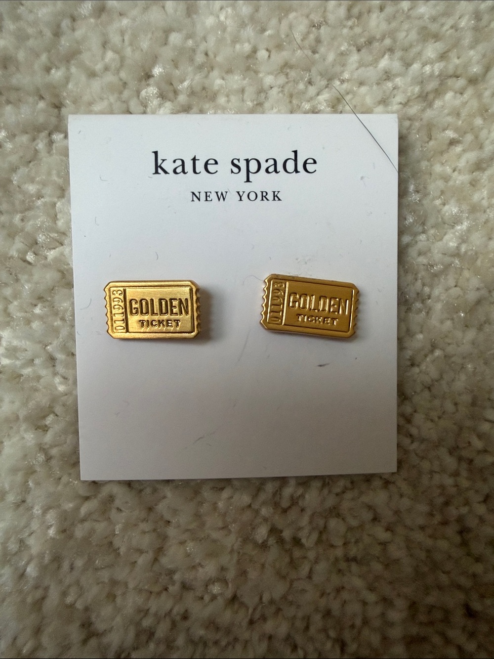 kate spade gold-tone ticket stud earrings